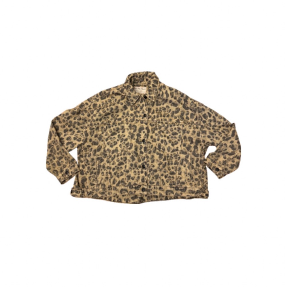 We The Free Leopard Print Jean Jacket in Tan and Black
